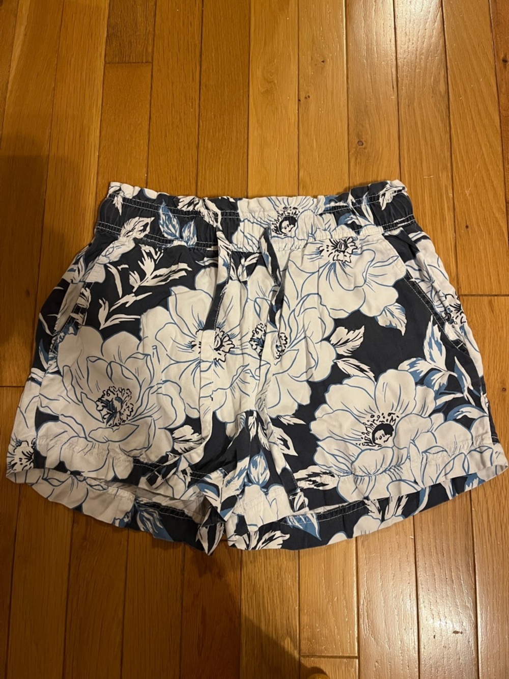 Blue and white floral lightweight shorts